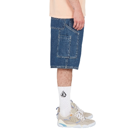 VOLCOM LABORED DENIM UTILITY SHORT Indigo Ridge Wash