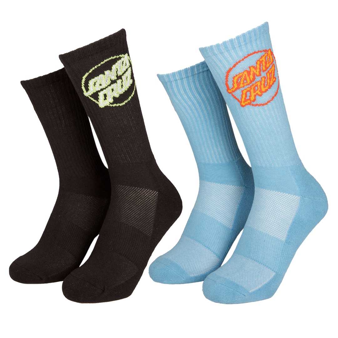 SANTA CRUZ PARTIAL DOT SOCK 2 PACK Pacific Blue Black SANTA CRUZ PARTIAL DOT SOCK 2 PACK Pacific Blue Black