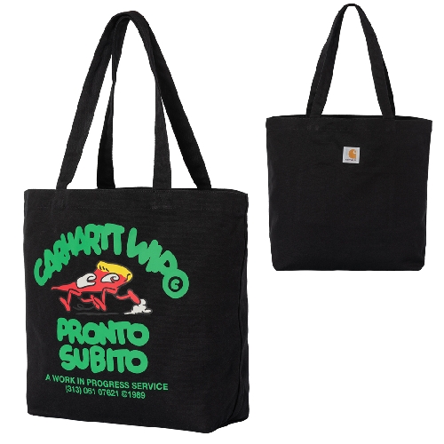 CARHARTT WIP CANVAS GRAPHIC TOTE PRONTO PRINT Black