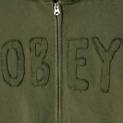 OBEY HYBRID FADED ZIP HOOD Deep lichen green faded