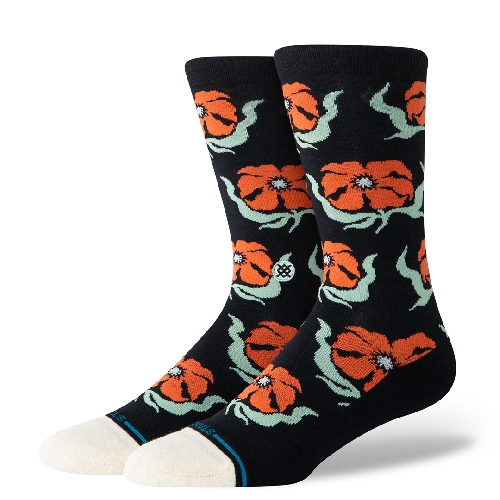 STANCE BROADCAST FLORAL CREW SOCK Black