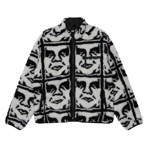 OBEY REPEATED ICON SHERPA JACKET Black multi