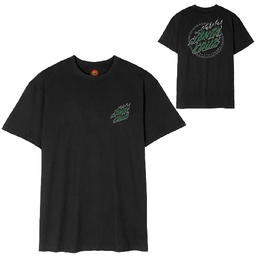 SANTA CRUZ WIRED FLAME DOT CHEST TEE Black