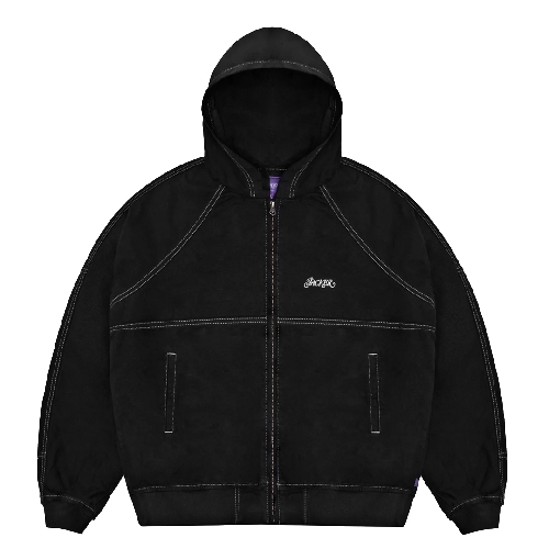 JACKER CONTRAST DYED HOODED BOMBER Black
