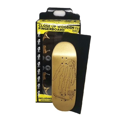 CLOSE UP WOODEN FINGERBOARD 34MM Skull Hand Golden Bg