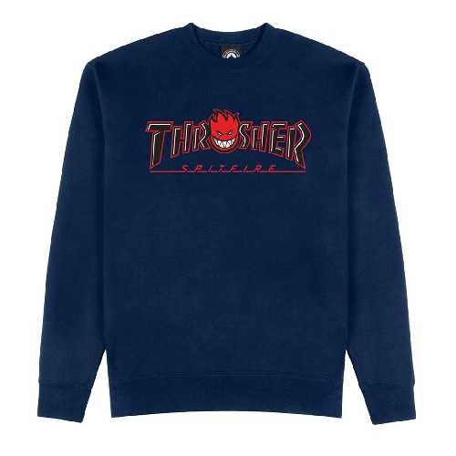 THRASHER SPITFIRE BIG HEAD OUTLINE CREW navy