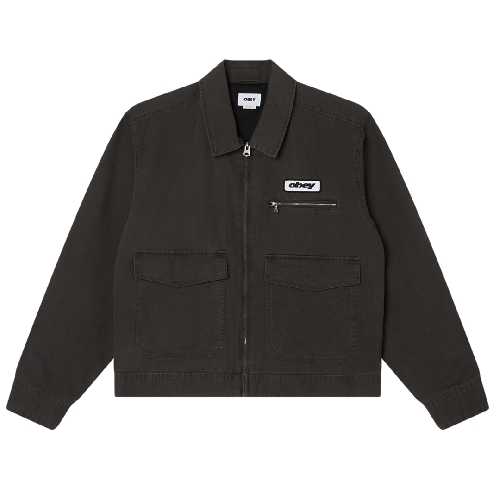 OBEY WALTER WORK JACKET Black faded wash