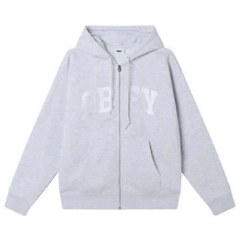OBEY COLLEGIATE ZIP HOOD Ash grey