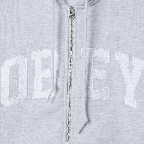 OBEY COLLEGIATE ZIP HOOD Ash grey