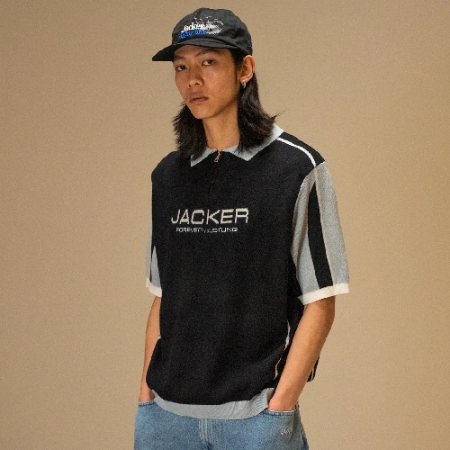 JACKER ACE POLO KNIT Black Blue