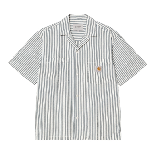 CARHARTT WIP LEAVEL SHIRT SS Stripe Blue River