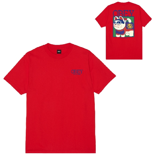OBEY LUCKY CAT TEE Red