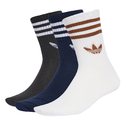 ADIDAS 3 STRIPES CREW SOCKS 3 PACK Black Navy White