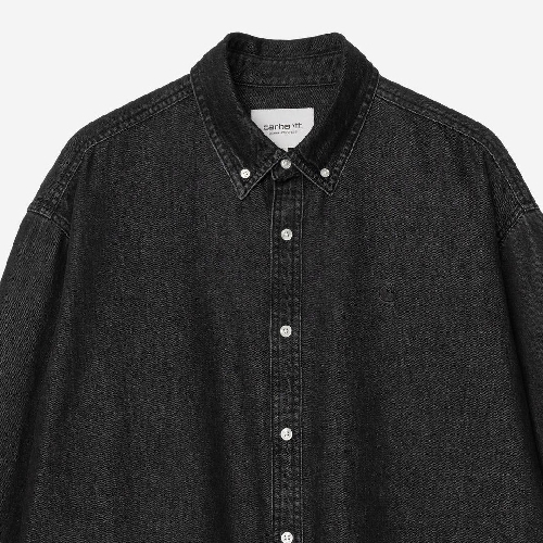 CARHARTT WIP LS LUCAS SHIRT Black stone washed CARHARTT WIP LS LUCAS SHIRT Black stone washed