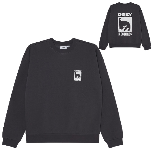 OBEY RECORDS EXTRA HEAVY CREW Vintage black