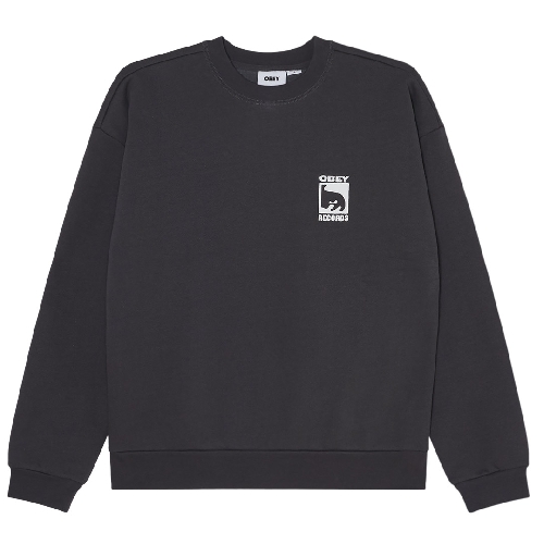 OBEY RECORDS EXTRA HEAVY CREW Vintage black