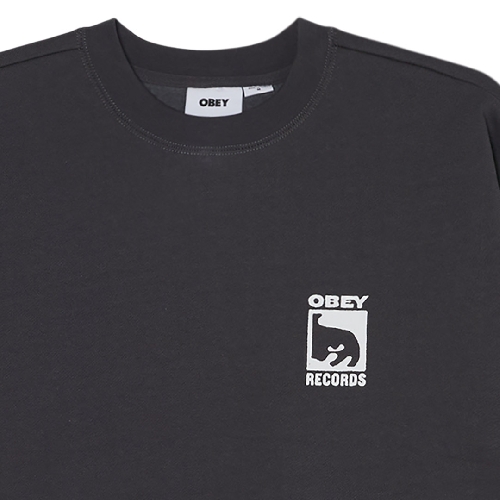 OBEY RECORDS EXTRA HEAVY CREW Vintage black