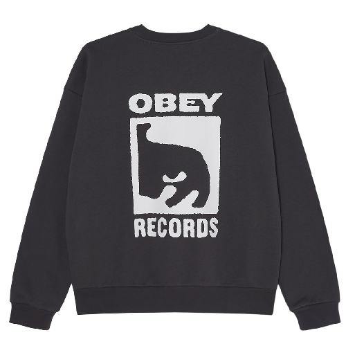 OBEY RECORDS EXTRA HEAVY CREW Vintage black
