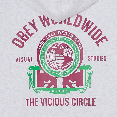 OBEY VICIOUS CIRCLE HOOD Heather grey