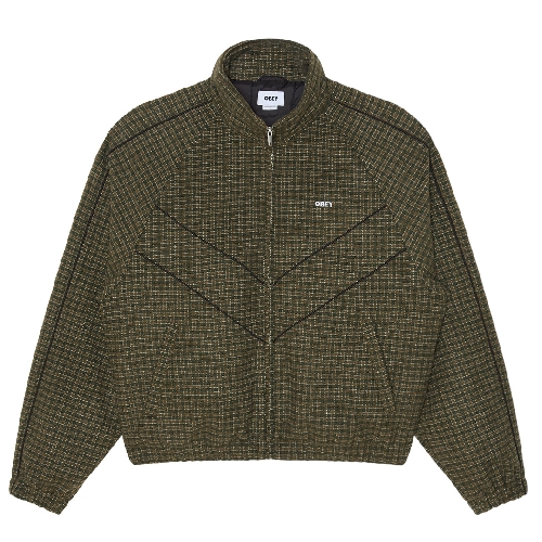 OBEY LEISURE TRAINING JACKET Dark olive plaid