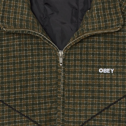 OBEY LEISURE TRAINING JACKET Dark olive plaid OBEY LEISURE TRAINING JACKET Dark olive plaid