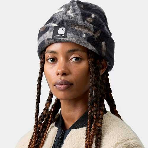 CARHARTT WIP BLEVIN BEANIE Camo Feather Tree Black