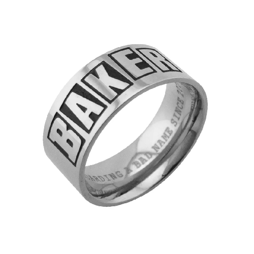 BAKER BRAND LOGO RING silver