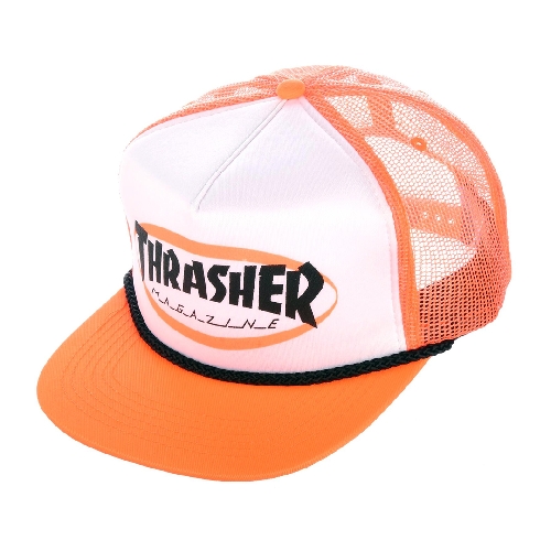 THRASHER ELLIPSE MAG LOGO TRUCKER ROPE CAP orange